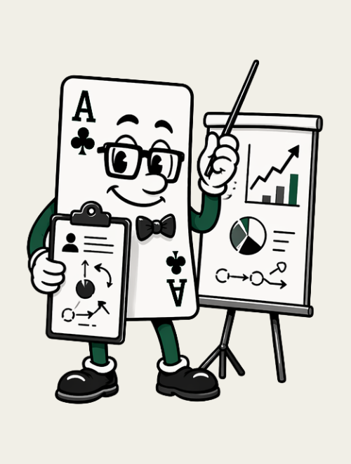 Illustration eines Pik Ass als Charakter von four aces
