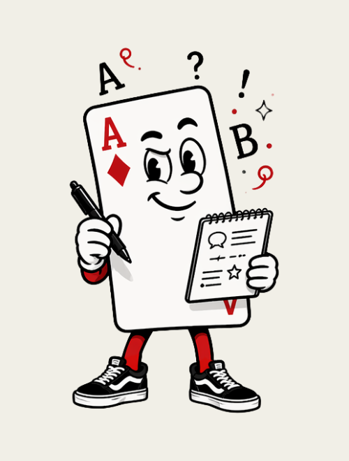 Illustration eines Karo Ass als Charakter von four aces