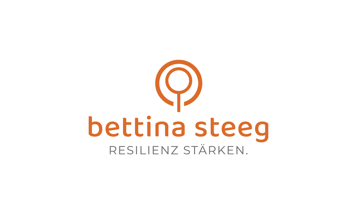 Logo von Bettina Steeg mit der Wortmarke „bettina steeg“, dem Signet sowie dem Claim „RESILIENZ STÄRKEN.“ auf weißem Hintergrund.