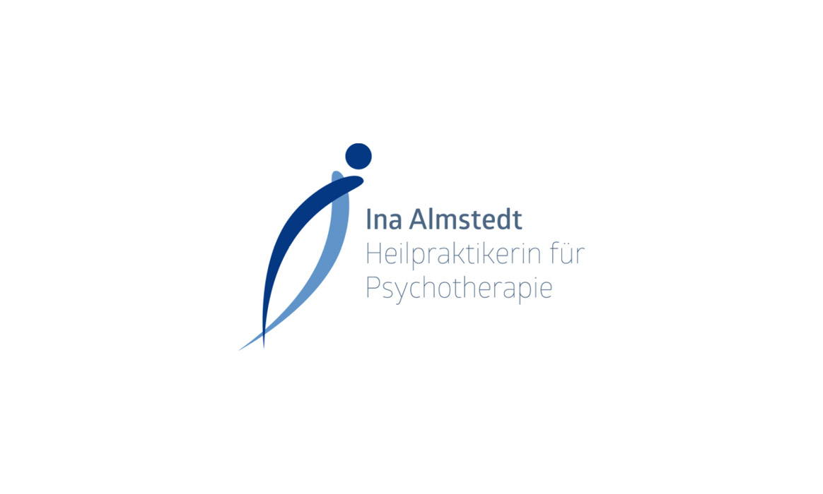 Logo von Ina Almstedt – Heilpraktikerin für Psychotherapie mit stilisierter blauer Figur sowie der Wortmarke „Ina Almstedt – Heilpraktikerin für Psychotherapie“ auf weißem Hintergrund.