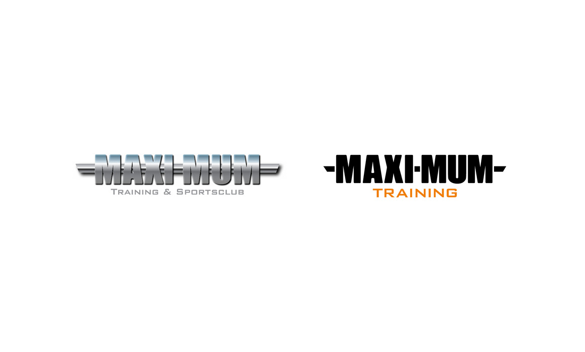 Logo-Varianten von Maximum Training & Sportclub und Maximum Training auf weißem Hintergrund.